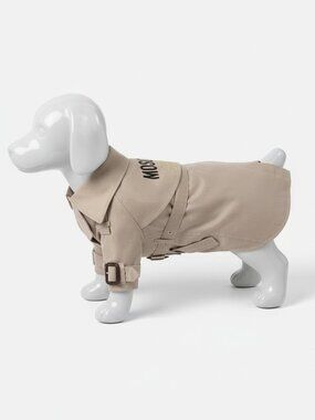 Moschino Pets Capsule Beige Double Breast Belted Trench Coat Jacket Size 40cm